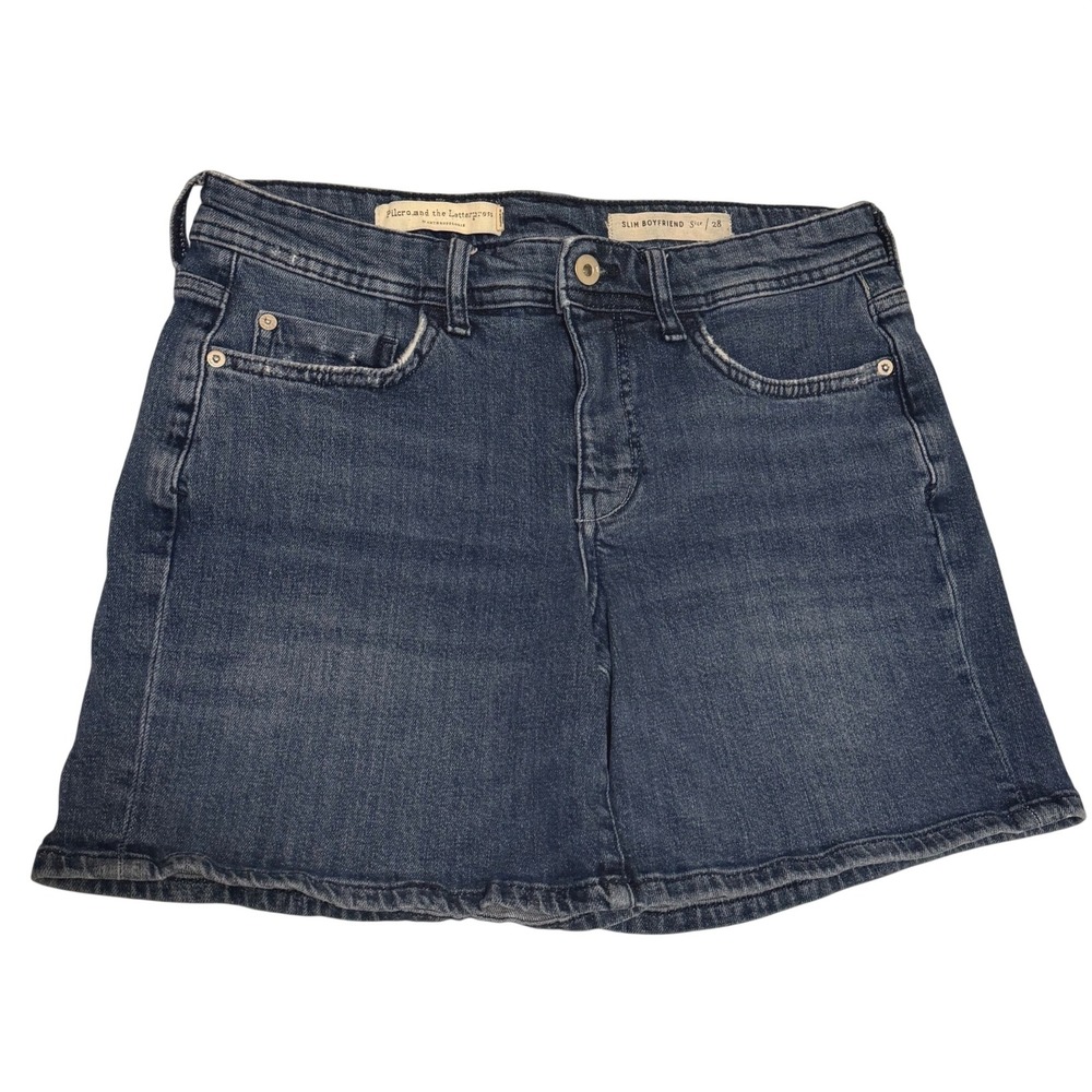 Pilcro and the Letterpress Anthropologie Slim Boyfriend Denim Shorts Blue 28